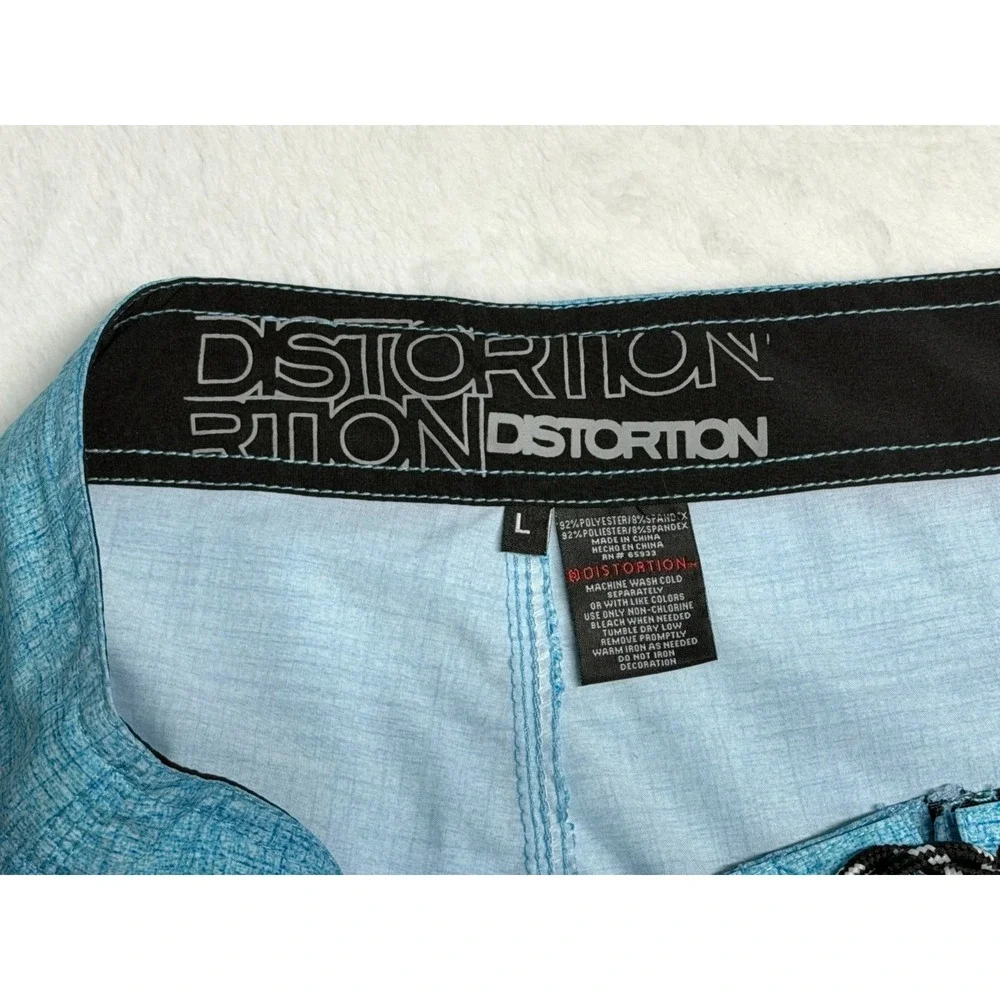 Distortion Blue White Board Shorts NWT Men's Large UV Protection